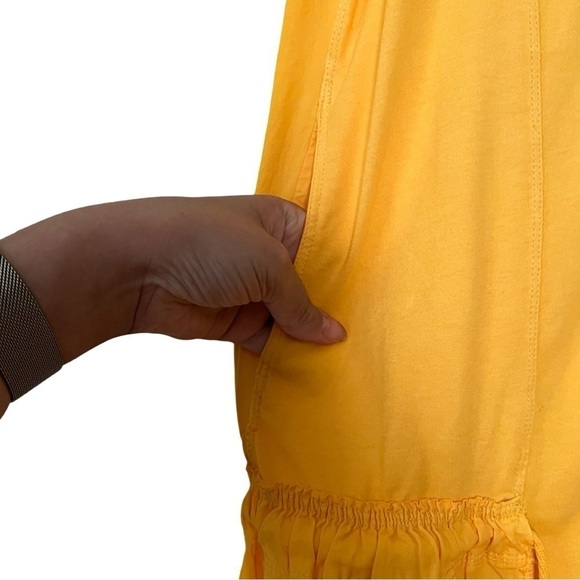 NWT ANTHROPOLOHIE DAILY PRACTICE Cotton Yellow Midi Dress Sz M - Picture 5 of 9